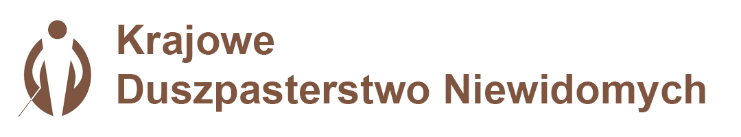 Logo krajowego duszpasterstwa niewidomych Napis a po jego lewej uniesione dwie dłonie złączone u dołu